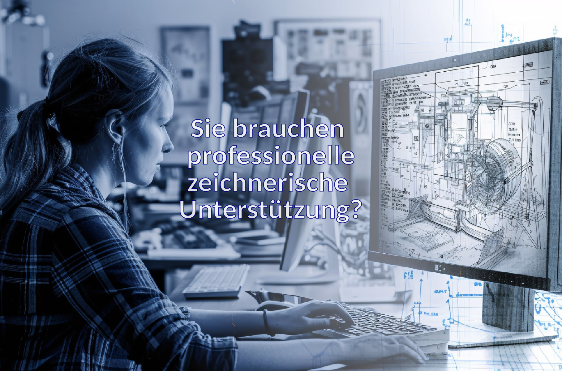 Zeichnerin am PC